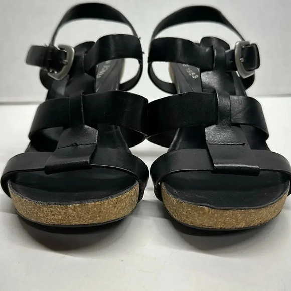 Kork-Ease Strappy Heeled Platform Sandals T-Strap Black Leather Size 36 6 - Picture 3 of 11